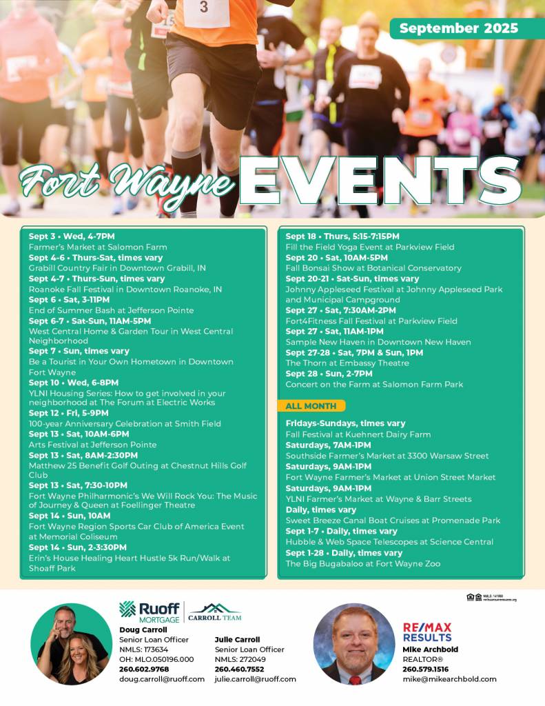 Here Is Your Exciting September Community Events Calendar | Hoosier Home Listings | Michael Archbold