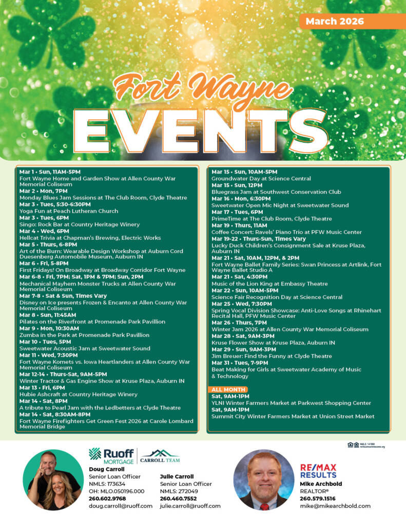 Exciting Opportunities and Events In This Month's Community Calendar | Hoosier Home Listings | Michael Archbold