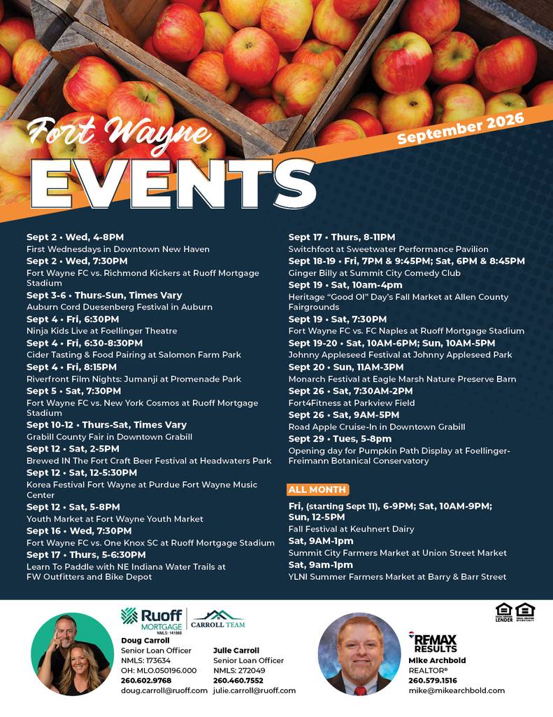 Don’t Miss These Exciting Fort Wayne Events in September 2026 | Hoosier Home Listings | Michael Archbold