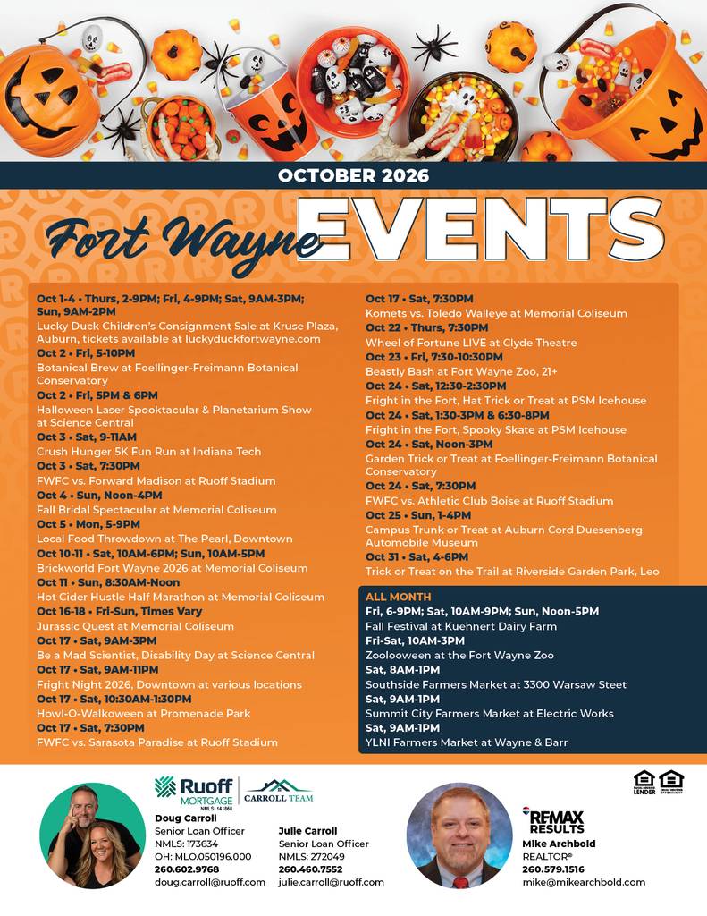Fort Wayne Events Calendar: 25+ Exciting Things to Do in October | Hoosier Home Listings | Michael Archbold